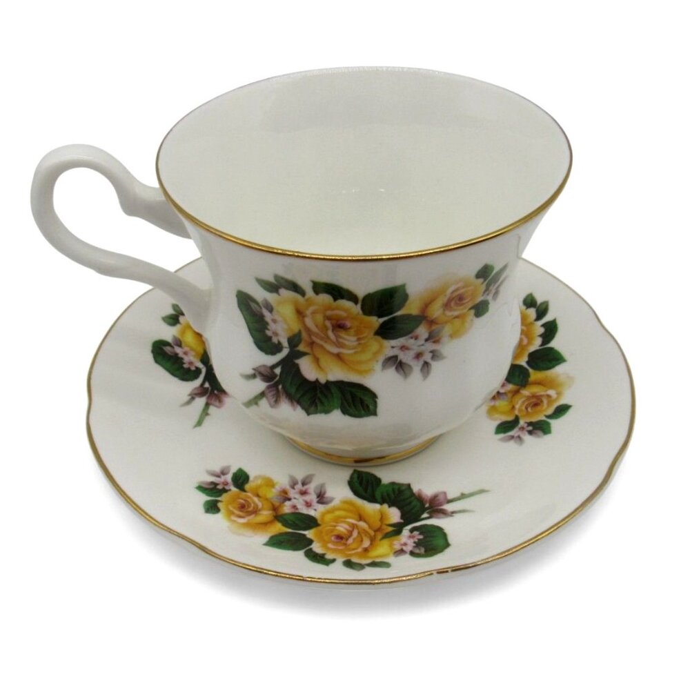 ROYAL GRAFTON Teacup And Saucer Set Yellow Rose Design England Vintage